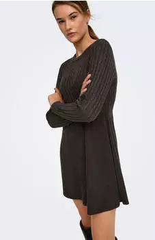 Only Onlfia Ls Cable Dress Knt Noos (15306551) chocolate torte detail:melange