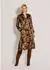 Madeleine Midi Dress Schluppenkleid mit Blütenprint macchiato/dunkelblau/cognac