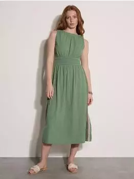 Apricot Midi Dress with Crochet Lace and Smocking (63689408) gr&uuml;n