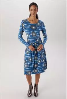 Aniston Jerseykleid mit gerafftem Taillenbund (32094160) royalblau/schwarz/wei&szlig;