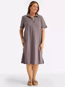 Sheego Leinenkleid A-Linien-Kleid (57227453) dunkeltaupe