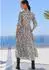 Lascana Maxi Dress with Leaf Print schwarz/creme