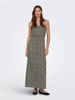 Only ONLALTA S/L Long Strap Dress PNT ZLO Maxikleid schwarz aop:weiß flower