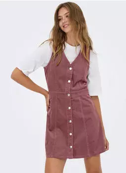Only ONLMOXIE S/L BUT CORD DRESS Cordkleid Regular Fit (15325091) rose braun/pink