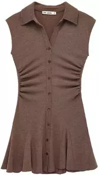 Koton Shirt Dress Viskose-Minikleid mit Knöpfen braun