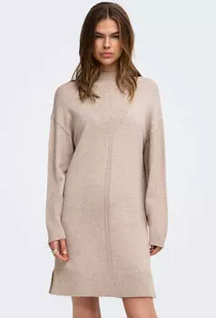 Only ONLPRINCESS LS HIGHNECK DRESS KNT Strickkleid Regular Fit (14479826) mocha meringue detail:melange