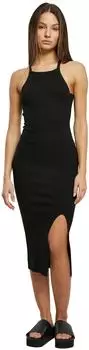 Urban Classics Ladies Midi Rib Knit Crossed Back Dress (TB8276) schwarz