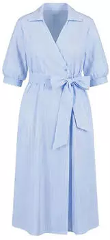Ulla Popken Plissiertes Maxikleid mit elastischem Ausschnitt (848467)