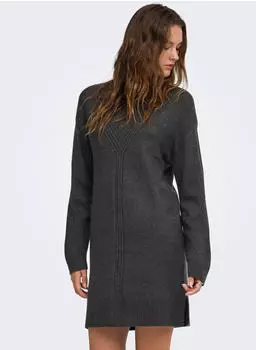 Only ONLPRINCESS LS HIGHNECK DRESS KNT Strickkleid Regular Fit (44084500) dark grey melange