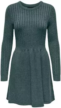Only ONLFIA LS FIT FLARE ONEC DRESS CS KNT Strickkleid Regular Fit (65913463) balsam gr&uuml;n detail:with melange