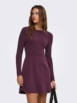 Only ONLFIA LS FIT FLARE ONEC DRESS CS KNT Strickkleid Regular Fit (31189315) weinrot