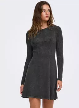 Only ONLFIA LS FIT FLARE ONEC DRESS CS KNT Strickkleid Regular Fit (81867201) dunkelgrau melange