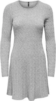 Only ONLFIA LS FIT FLARE ONEC DRESS CS KNT Strickkleid Regular Fit (96391147) light grau melange