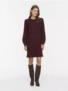 Vila VINIKOLINA O-NECK L/S KNIT DRESS NOOS Strickkleid Regular Fit (14118778) port royale/detail melange