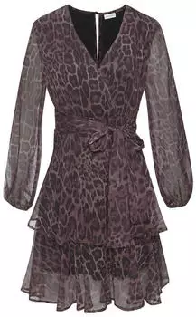 Lascana Strickkleid / Druckkleid mit Leomuster und Bindeband braun (animal print)