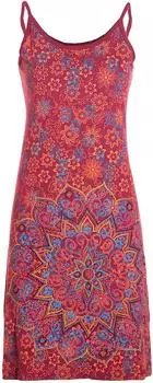 Vishes Bedrucktes Mandala Blüten Jersey Baumwolle Trägerkleid dunkelrot