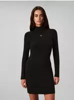 Calvin Klein Jeans Minikleid WOVEN LABEL MINIDRESS Regular fit mit Stehkragen...