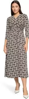 Betty Barclay Midi Dress with Ruching (125576) wei&szlig;/schwarz