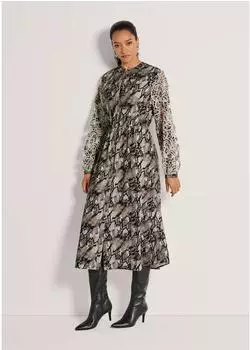 Madeleine Midi dress with snake print wollweiß/cappuccino/multicolor
