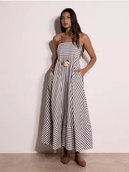 Apricot Geometric Stripe Gestricktes Midi-Kleid (53796365) braun