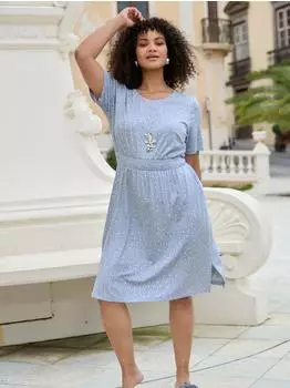Sheego Jerseykleid (220899) bleu/ecru/bedruckt