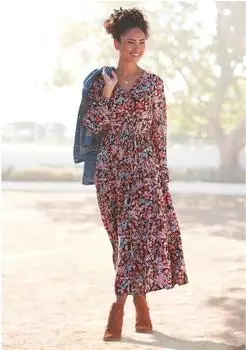 Lascana Maxikleid mit Blümchenprint und V-Ausschnitt (85902423) bunt