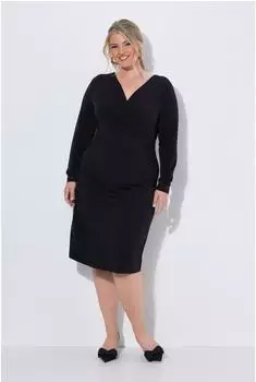 Mia Moda Midi Sweat Kleid Oversized mit Mesh-Volant-Saum (855244)