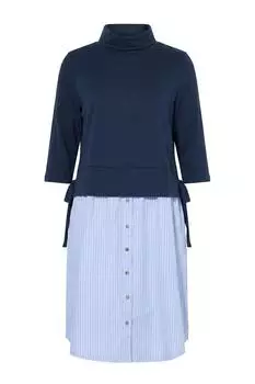Ulla Popken Midi Sweatkleid mit Taschen, Stehkragen und langen Ärmeln (850860)