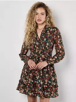 Apricot Minikleid mit Batikdruck und Glitzerglanz (76550819) grün