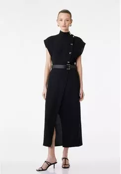 Koton Zweireihiges Krepp-Midikleid schwarz