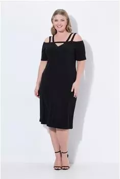 Mia Moda ColdShoulder Kleid mit Schulterträgern und weiten Ärmeln (852804)