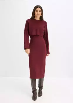 bonprix Midikleid ausgestellte Passform (39851422) ahornrot