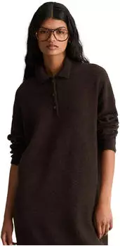 Marc O'Polo Strickkleid aus weichem Schurwolle-Mix Oversize (35197126) dark brown melange