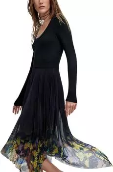 Desigual Midikleid mit Maxi-Ärmeln m. c. lacroix in Schwarz M (26WWVK102000)