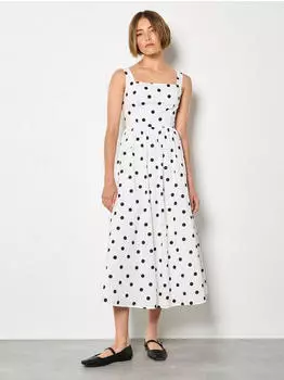 Apricot Midi-Kleid mit Polka-Dot und Smokdetails (78908633) schwarz/weiß