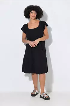 Angel of Style Musselinkleid Carree Ausschnitt Volants (851207) schwarz