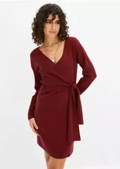 bonprix Strickkleid mit G&uuml;rtel, ausgestellte Passform (33029167) kastanienrot