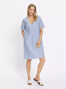 Heine Druck-Kleid Sommerkleid gestreift (77708519) eisblau/jeansblau