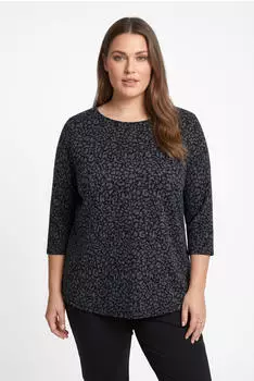 Only Carmarry Martha 3/4 Blouse JRS 3/4-Arm-Shirt (26615047) schwarz/grau melange leo