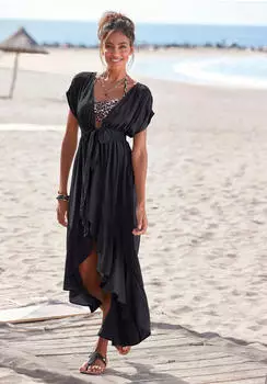 Lascana Strandkleid mit B&auml;ndern zum Knoten (30015043) schwarz