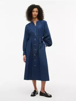 Tommy Hilfiger Gathered Midi Dress Jeanskleid (THSca4e001) dunkelblau
