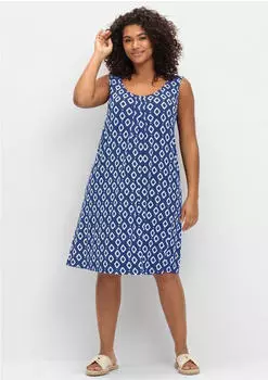 Sheego Strandkleid mit Grafikprint (213895) royalblau-ecru-bedruckt