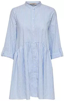 Only Onlditte Life Hemdblusenkleid (15198487) hellblau/weiß