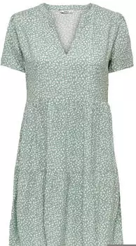 Only Zally Life S/S Thea Dress (15262674) chinois green aop white leafs