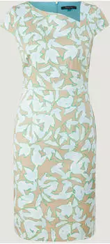 Comma Kleid aus Baumwollsatin (2132866) beige/mehrfarbig