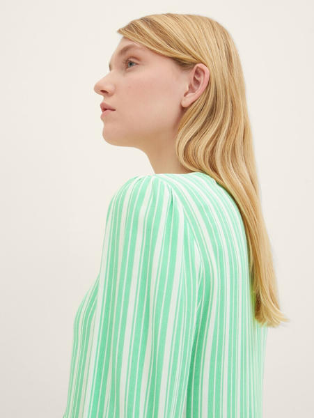 Tom Tailor Denim Kleid mit Ballonärmeln (1035447) vertical green white stripe