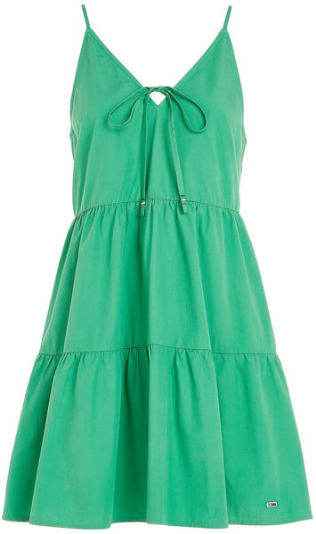 Tommy Hilfiger Tie Detail Poplin Tiered Mini Dress (DW0DW15184) coastal green