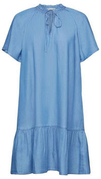 edc by Esprit Chambray-Kleid mit Rüschenbesatz am Nackenbindeband, Tencel blue medium washed (033CC1E313)