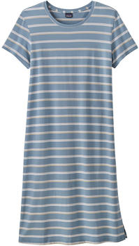 Patagonia Women's Regenerative Organic Certified Cotton T-Shirt Dress (75245) Sunset Stripe: Light Plume Grey