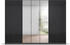 Rauch Koluna 315x229cm 7-türig mit Schubladen grau-metallic/Glas basalt/Spiegel